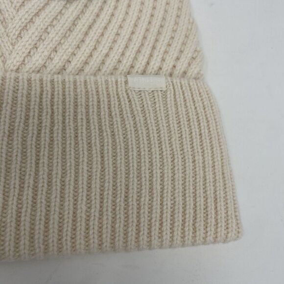 ATHLETA Womens Wool-Cashmere Beanie OS One Size Solid Cream Knit Cap Soft Cozy - Picture 6 of 13